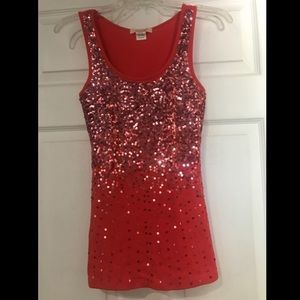 Sequin Hot Pink Tank Top